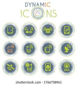 Mobile simply symbols on white background with dynamic lines for animation for web and user interface