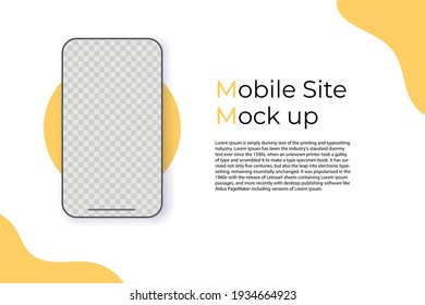 Mobile Site Template Design With Front View, Device Mockup On White Background