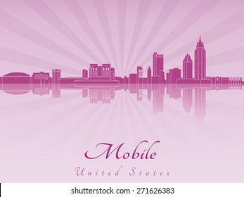 Mobile skyline in purple radiant orchid in editable vector file