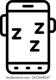 Mobile Sleep Line Vector Icon Design