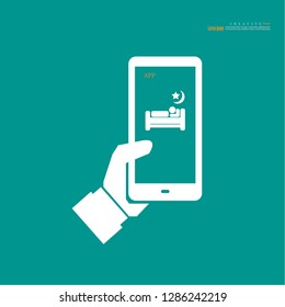 mobile with sleeping icon. Hotel application concept.vector illustration.
