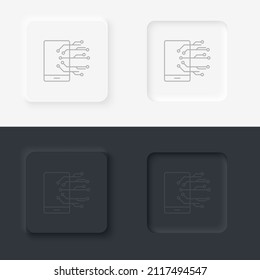 Mobile, smart icon - Vector. Artificial intelligence neumorphic style vector icon