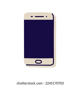 Mobile smart phone. Black screen, blank display of smartphone. Abstract cellphone device icon. Modern cell telephone, gadget with touchscreen. Flat vector illustration isolated on white background