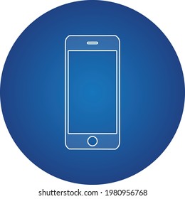 Mobile smart phone flat 3D style illustration with round gradient circle and custom color change, work at home in quarantine
