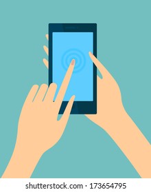 Mobile Smart phone in hand.
