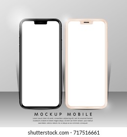 Mobile smart phone, mockup on gray background-vector illustration