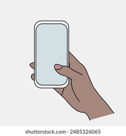 Mobile smart phone screen mock up, white smartphone display mockup in hand with finger tapping, flat illustration