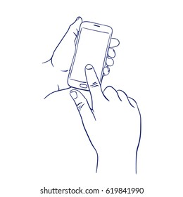 mobile smart phone touch screen with finger