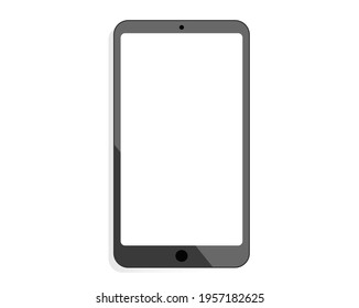 Mobile smart phone with white screen isolated on white background, For presentation or advertising design. Front and full screen