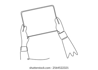 Mobile smart phones Concept. Single line draw design vector graphic illustration.	