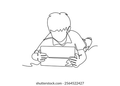 Mobile smart phones Concept. Single line draw design vector graphic illustration.	
