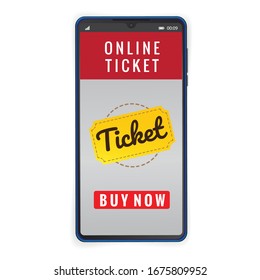 Mobile smartphone with the app to buy tickets, Smartphone with shopping app.