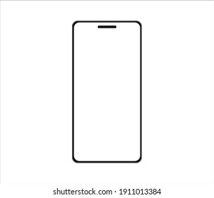 A Mobile Smartphone With A Blank Screen On A White Background Modern Digital Devices Show Front View And Black Frame. Vector Illustration