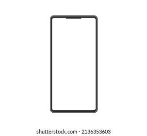A mobile smartphone with a blank screen On a white background Modern digital devices Show front view and black frame. Vector illustration EPS10