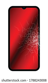 Mobile Smartphone With A Broken Screen Isolated On White Background.