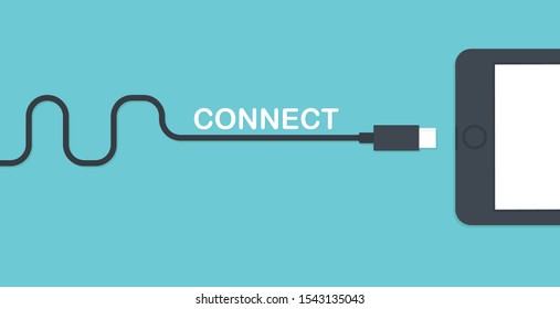 Mobile smartphone charging. Connection concept. 