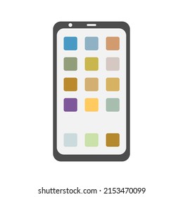 Mobile or smartphone device with application buttons in minimal cartoon style
