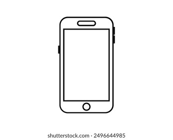 Mobile smartphone display screen outline stroke vector mockup design. Realistic cellphone device frame with blank screen with volume power button for presentation template isolated on white background