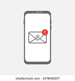 Mobile smartphone with e-mail icon vector illustration Unread email notification concept