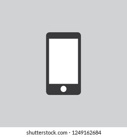 Diseño plano del smartphone móvil en el icono gris del fondo. icono plano del teléfono del Vector. 
