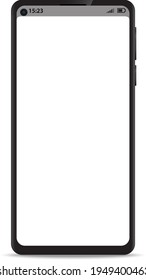 Smartphone móvil sin marco con barra de estado en pantalla en blanco icono realista para burlarse del diseño ui. Smartphone con barra de estado para simulación de diseño.