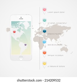 Mobile Smartphone with icon interface. Infographics vector template.