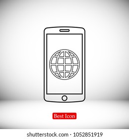 mobile smartphone icon, stock vector illustration flat design style