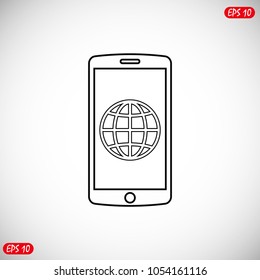 mobile smartphone icon, stock vector illustration flat design style