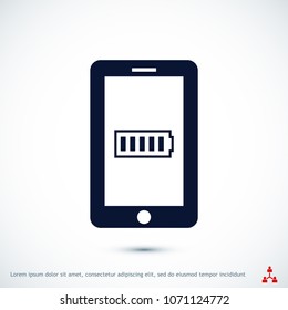 mobile smartphone icon, stock vector illustration flat design style