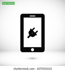 mobile smartphone icon, stock vector illustration flat design style