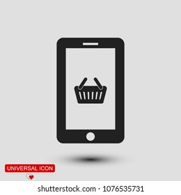 mobile smartphone icon, stock vector illustration flat design style