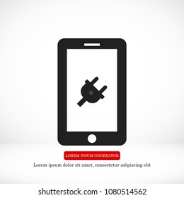 mobile smartphone icon, stock vector illustration flat design style
