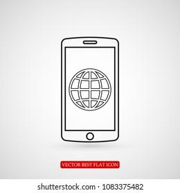 mobile smartphone icon, stock vector illustration flat design style