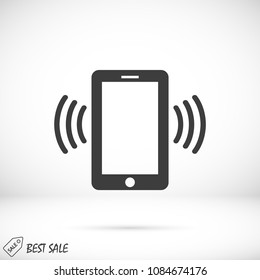 mobile smartphone icon, stock vector illustration flat design style