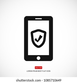 mobile smartphone icon, stock vector illustration flat design style