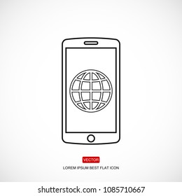 mobile smartphone icon, stock vector illustration flat design style