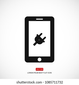mobile smartphone icon, stock vector illustration flat design style