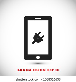 mobile smartphone icon, stock vector illustration flat design style