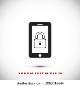 mobile smartphone icon, stock vector illustration flat design style