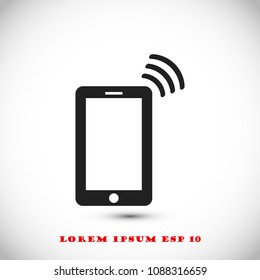 mobile smartphone icon, stock vector illustration flat design style