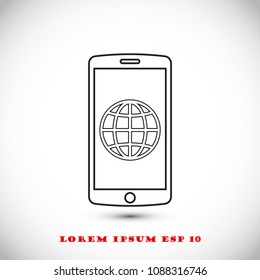 mobile smartphone icon, stock vector illustration flat design style