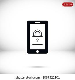 mobile smartphone icon, stock vector illustration flat design style