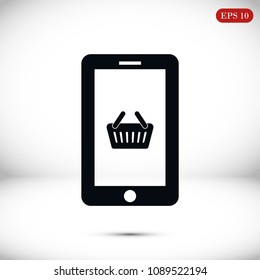mobile smartphone icon, stock vector illustration flat design style