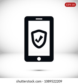 mobile smartphone icon, stock vector illustration flat design style