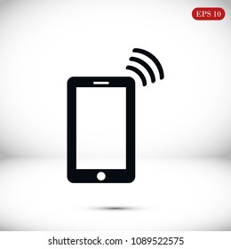 mobile smartphone icon, stock vector illustration flat design style