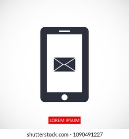 mobile smartphone icon, stock vector illustration flat design style