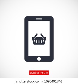 mobile smartphone icon, stock vector illustration flat design style