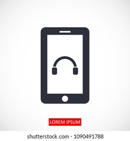 mobile smartphone icon, stock vector illustration flat design style