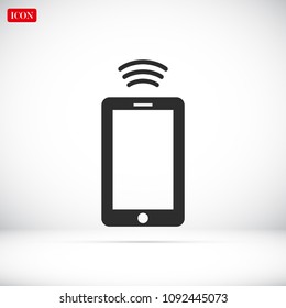 mobile smartphone icon, stock vector illustration flat design style