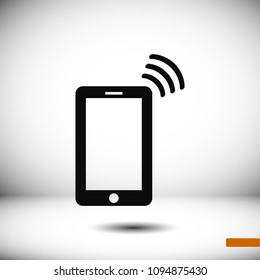 mobile smartphone icon, stock vector illustration flat design style

